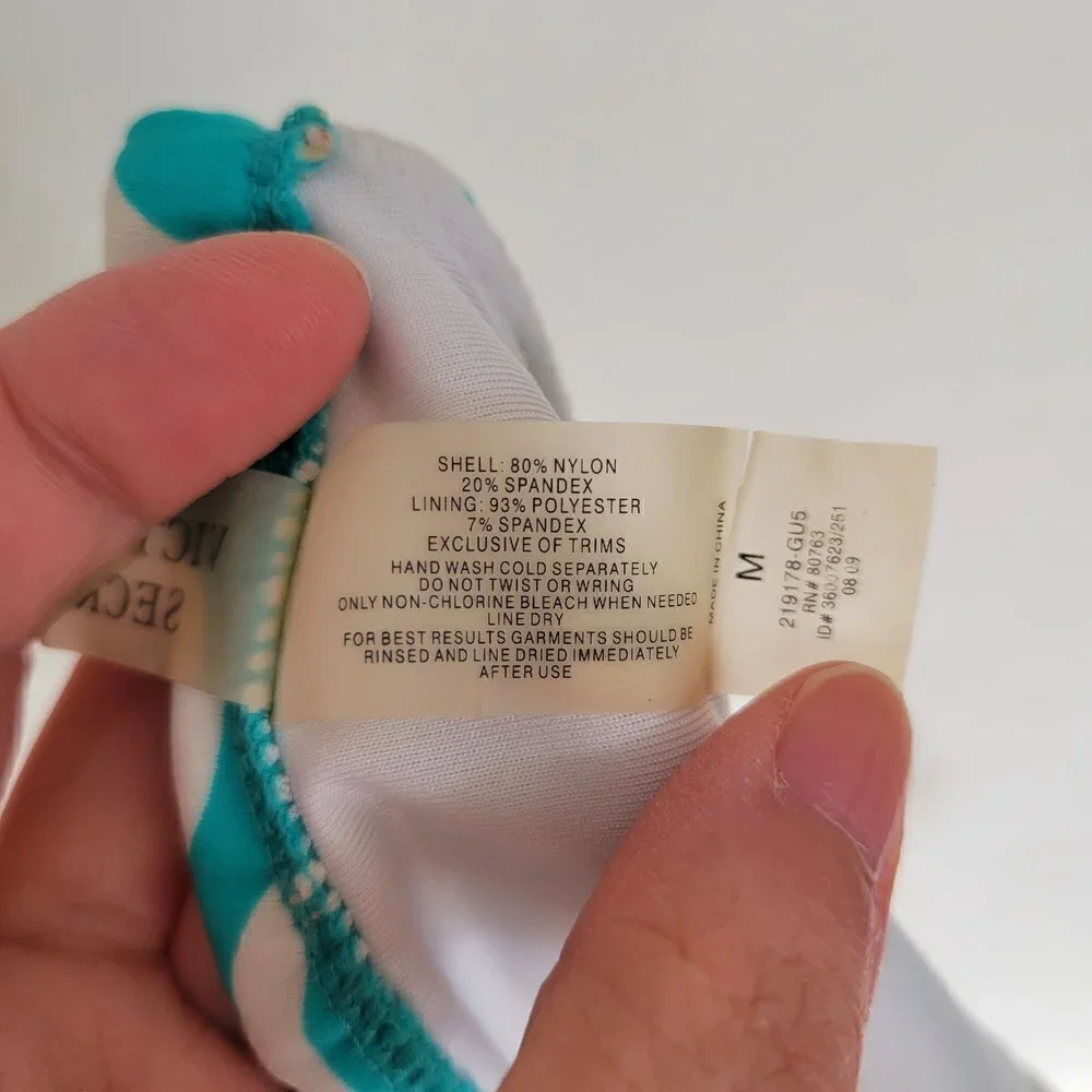 Victoria's Secret Teal Circle Pattern Triangle Bikini Top Swimsuit Size Medium